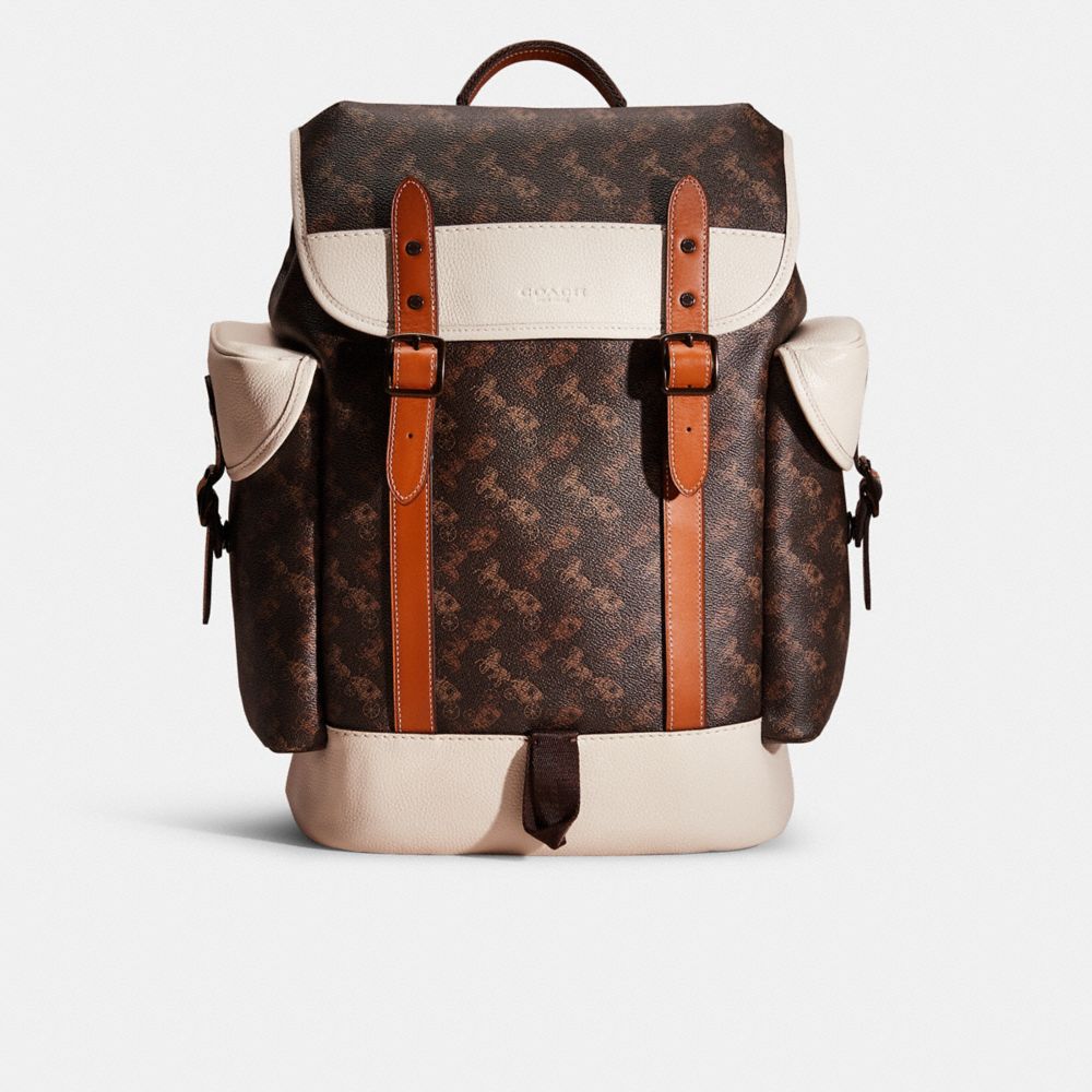 COACH®,RESTORED HITCH BACKPACK WITH HORSE AND CARRIAGE PRINT,,Front View