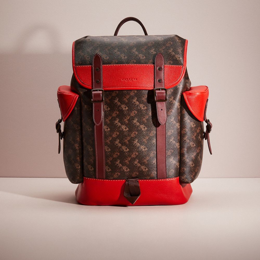 COACH®,RESTORED HITCH BACKPACK WITH HORSE AND CARRIAGE PRINT,,Front View