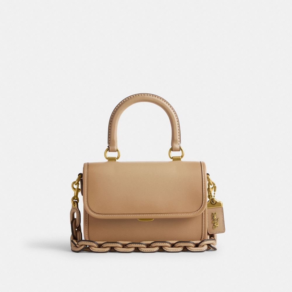 COACH®,Rogue Top Handle Bag,Leather,Lining Leather,Crossbody,Logo,Metal,Day Party,Brown,Front View