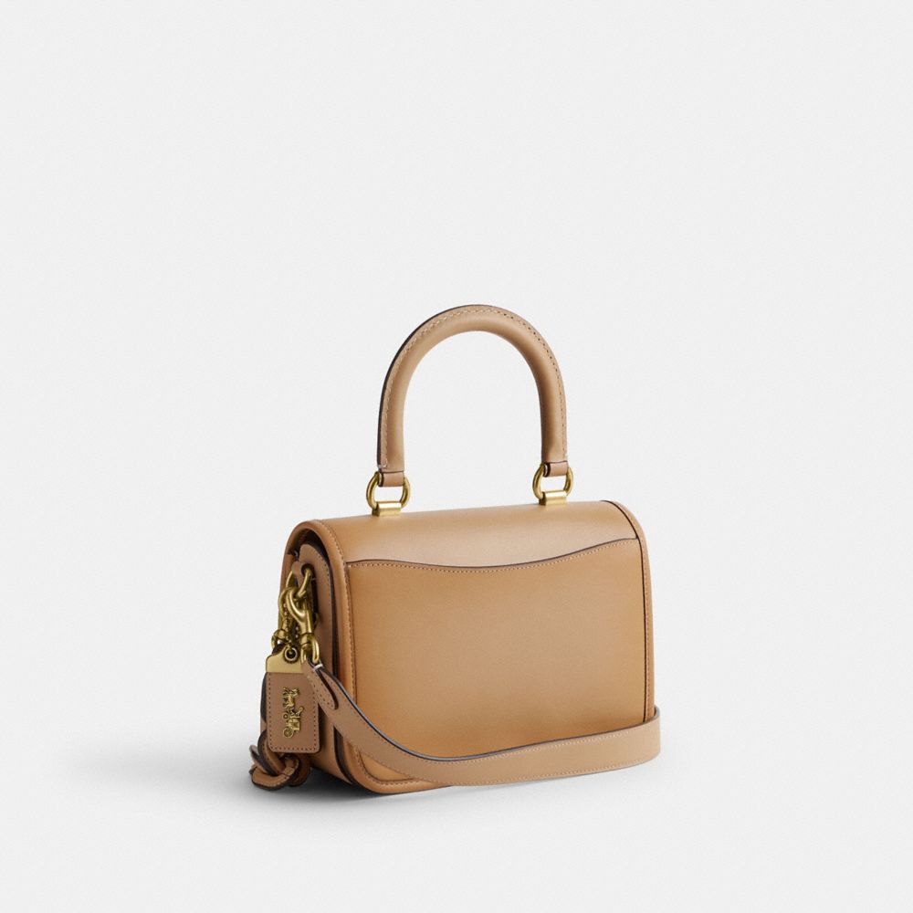 COACH®,Rogue Top Handle Bag,Leather,Lining Leather,Crossbody,Logo,Metal,Day Party,Brown,Angle View