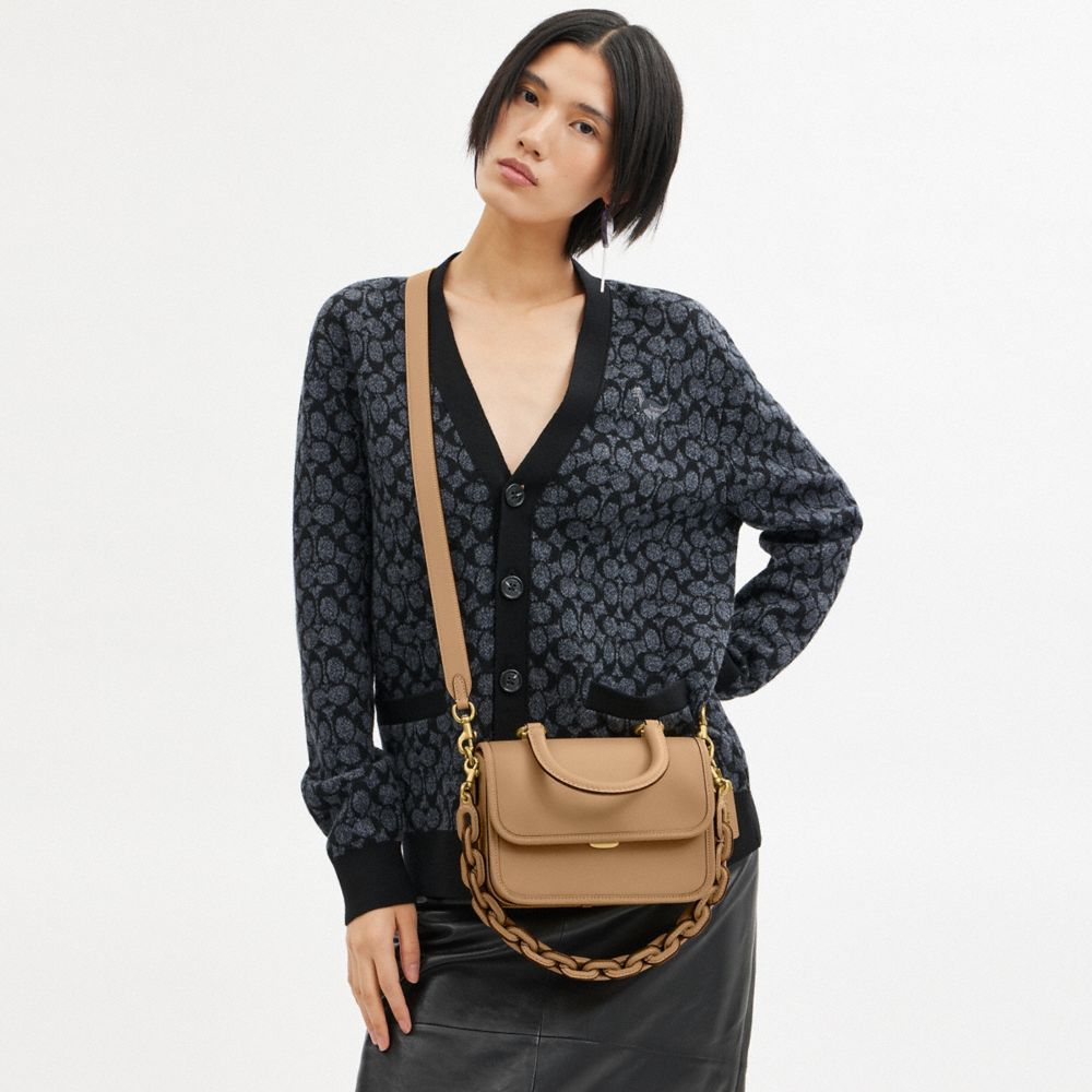 COACH®,Rogue Top Handle Bag,Lining Leather,Leather,Crossbody,Logo,Metal,Day Party,Brown