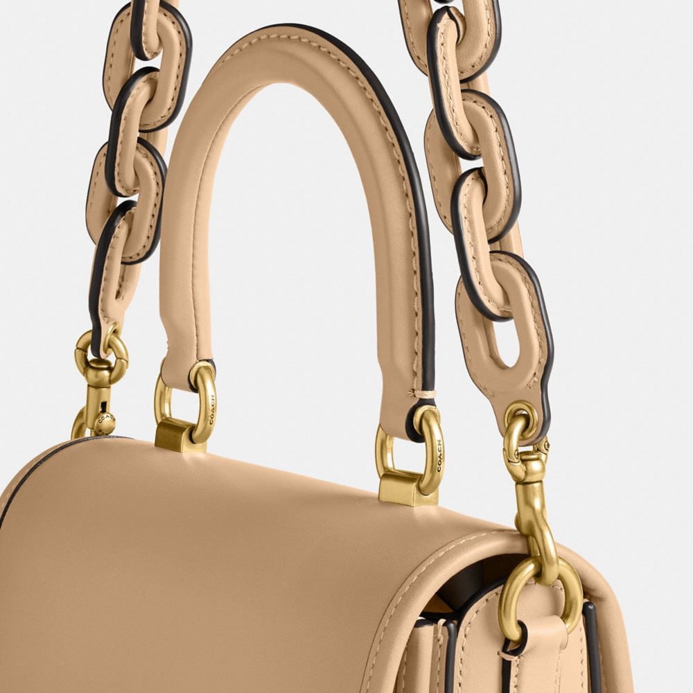 COACH®,Rogue Top Handle Bag,Lining Leather,Leather,Crossbody,Logo,Metal,Day Party,Brown,Closer View