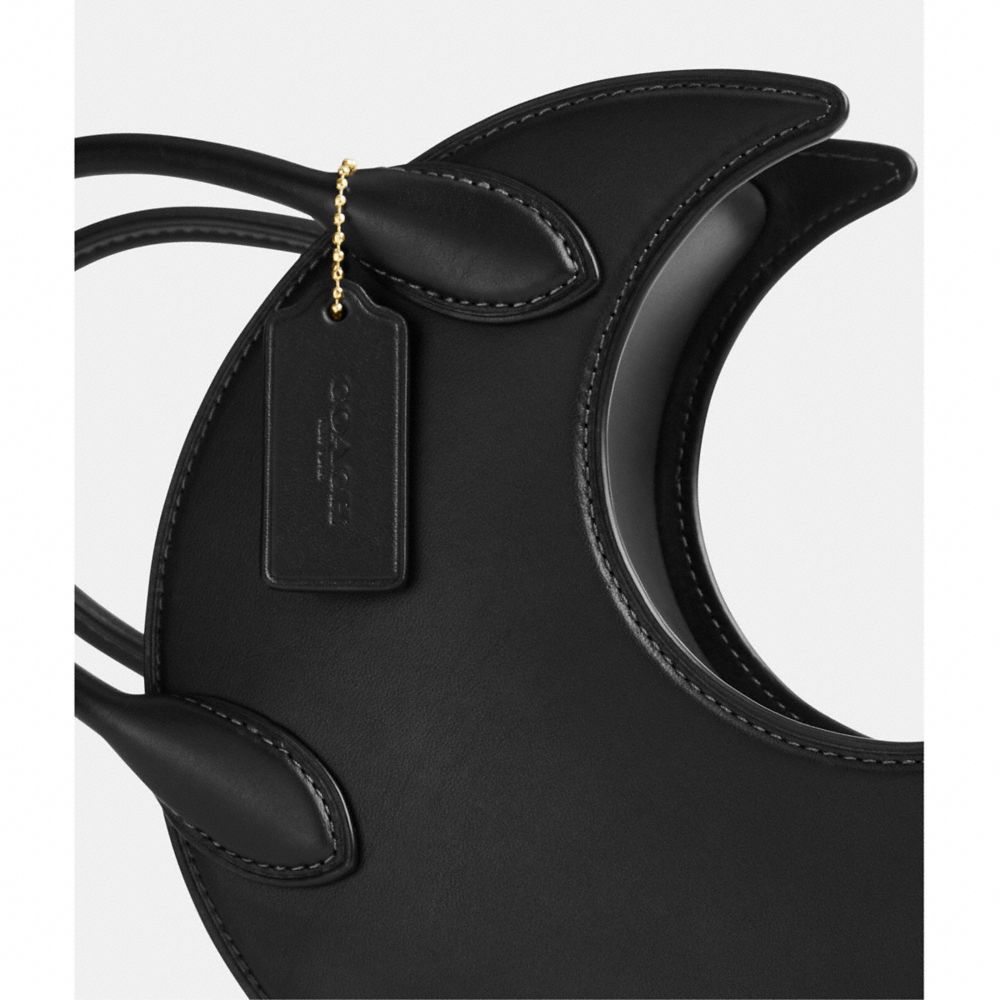 COACH®,Moon Bag In Regenerative Leather,Leather,Crossbody,3D Embellishment,Logo,Sustainable,Brass,Day Party,Black