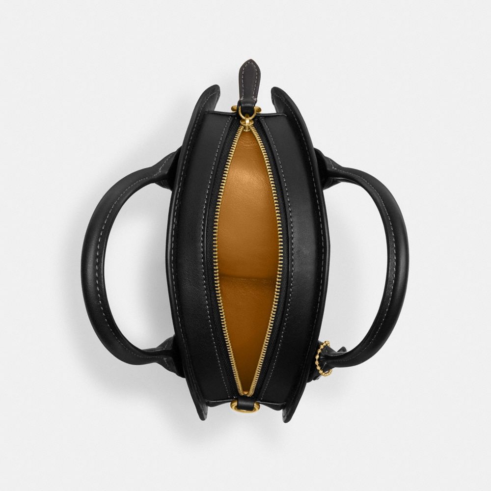COACH®,Moon Bag In Regenerative Leather,Leather,Crossbody,3D Embellishment,Logo,Sustainable,Brass,Day Party,Black,Inside View,Top View