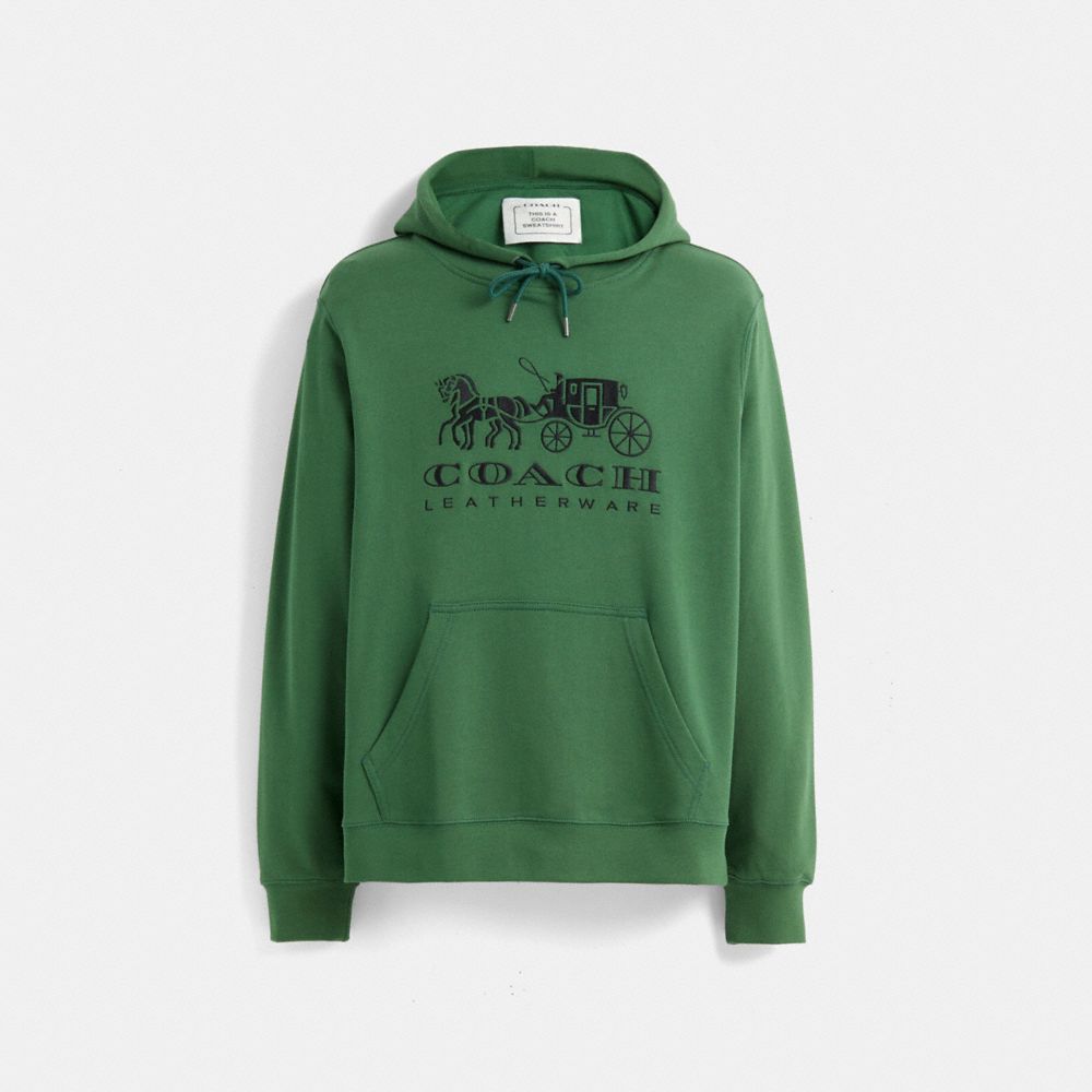 COACH®,RESTORED HORSE AND CARRIAGE HOODIE IN ORGANIC COTTON,,Front View
