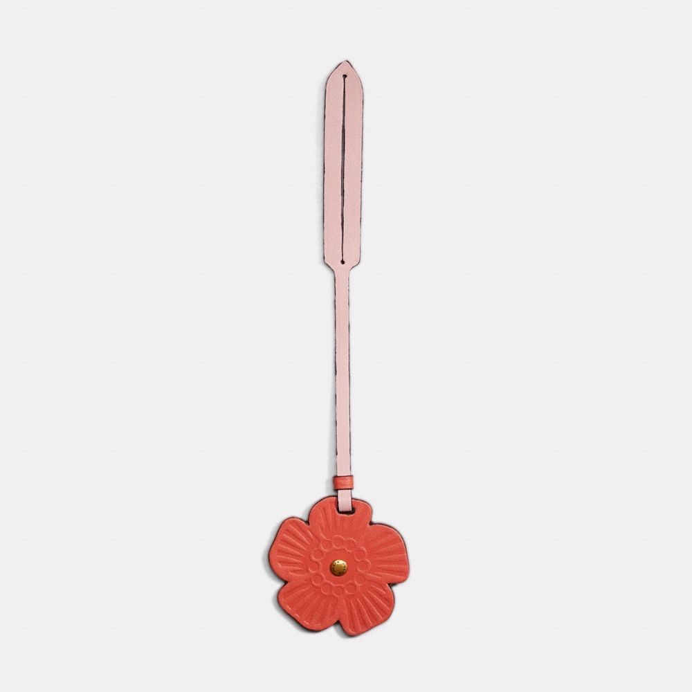 COACH®,REMADE TEA ROSE BAG CHARM,Flower Power,,Front View