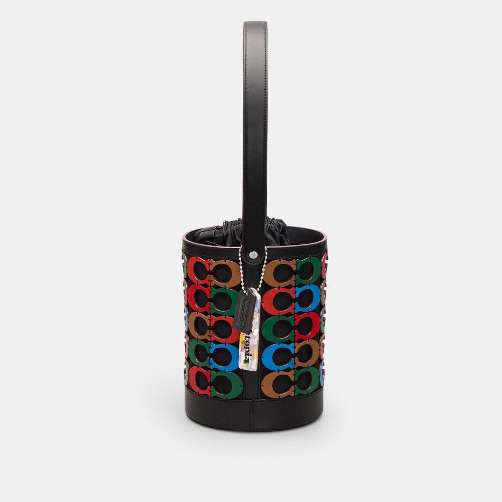 COACH®,Bucket Bag in Scrappy C Upcrafted Leather,Large,,Group View