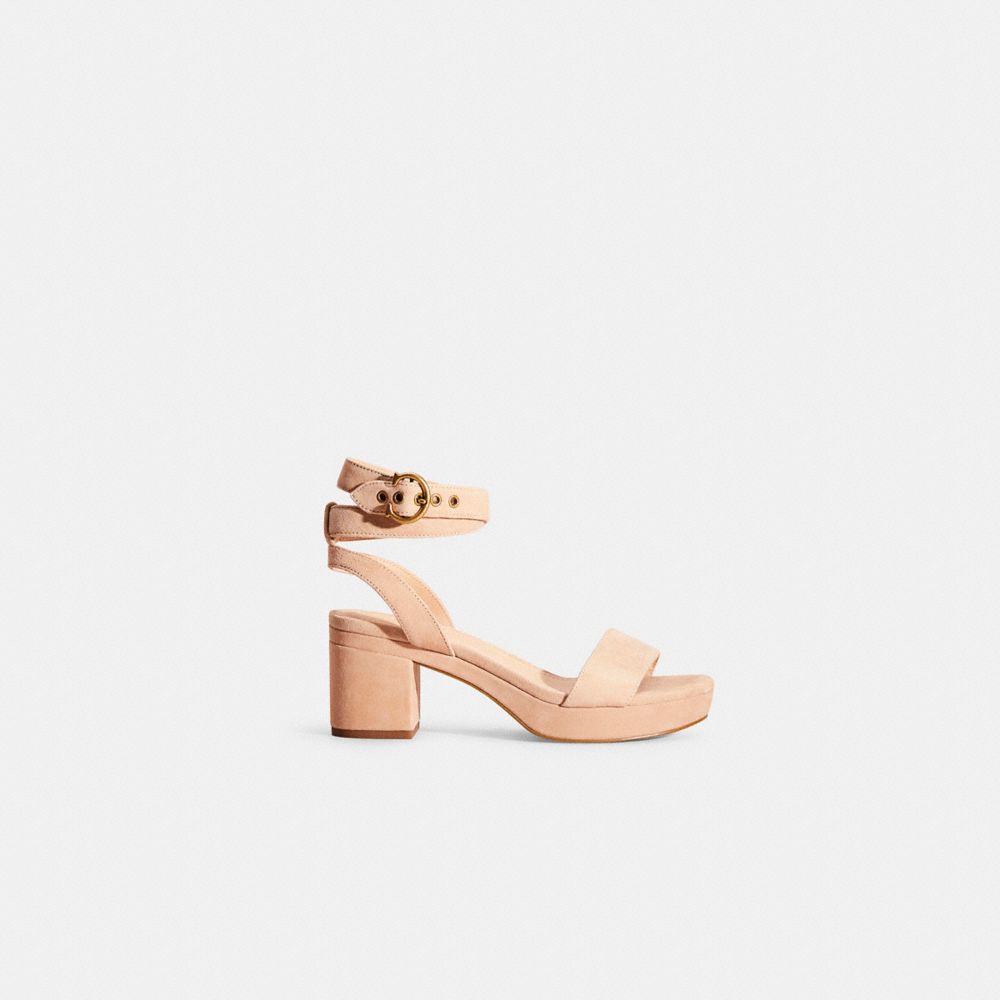 COACH®,RESTORED SERENA SANDAL,Suede,,Front View