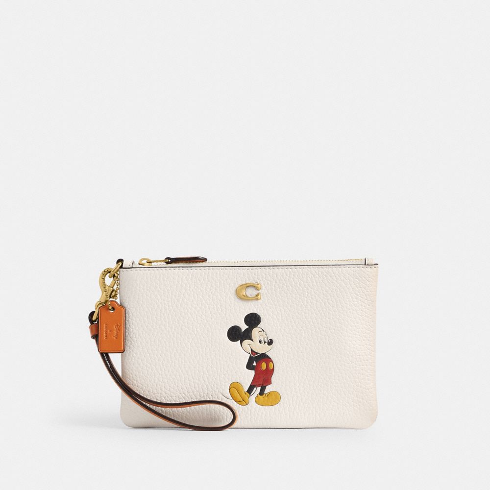 COACH®,Disney X Coach Essential Small Wristlet In Regenerative Leather With Mickey Mouse,,Front View