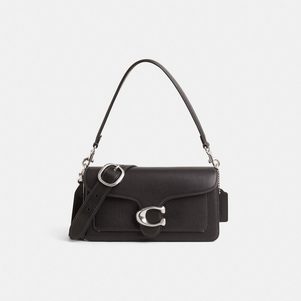 COACH®,Restored Tabby Shoulder Bag 26,Leather,Shoulder Bag,Logo,Compact,Day Party,Black,Front View