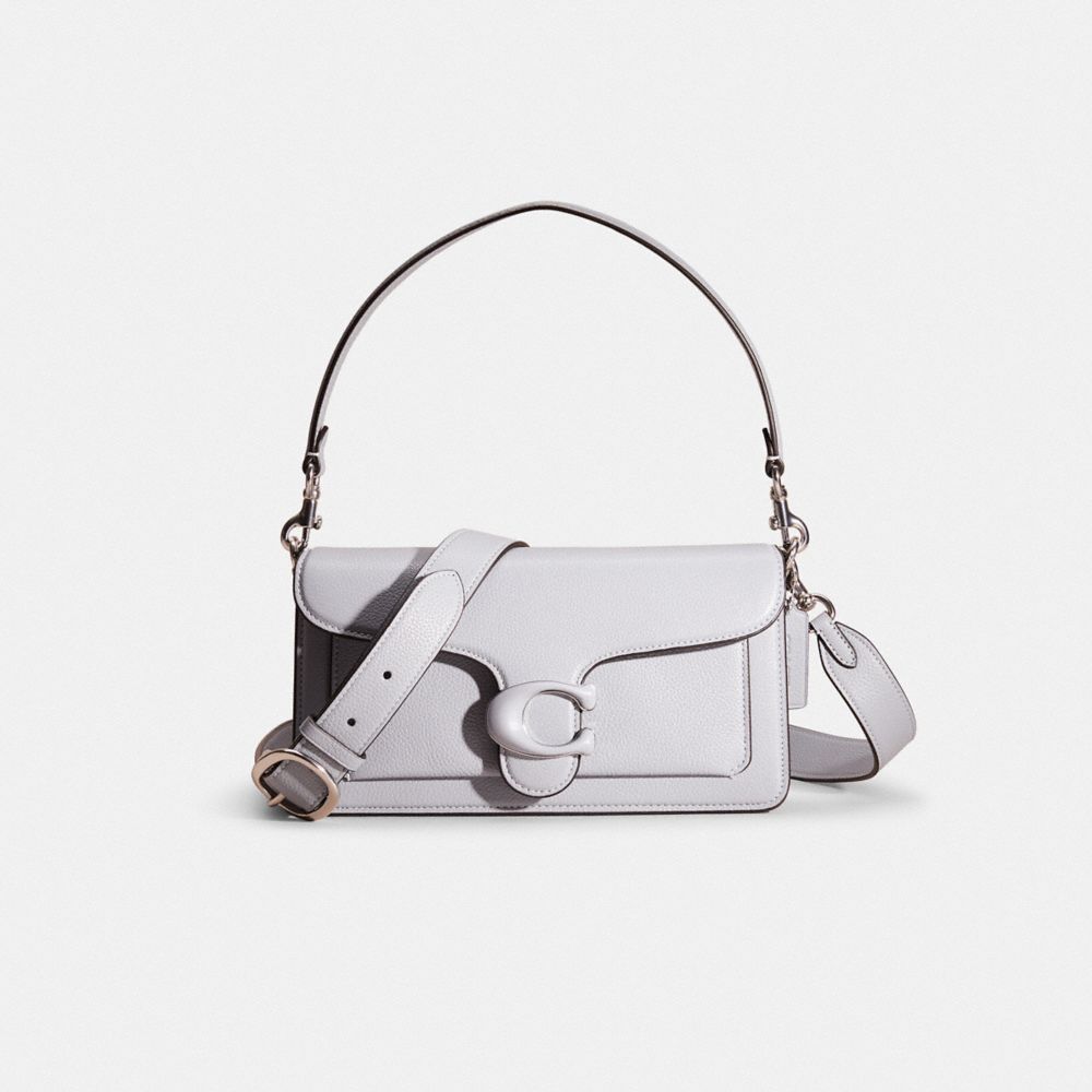 COACH®,Restored Tabby Shoulder Bag 26,Shoulder Bag,Logo,Metal,Compact,Silver Metal,Day Party,Gray,Front View