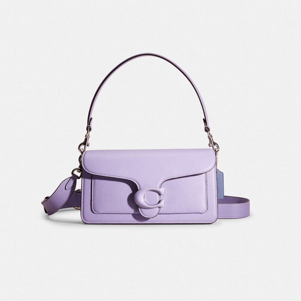 COACH®,Restored Tabby Shoulder Bag 26,Shoulder Bag,Logo,Metal,Compact,Silver Metal,Day Party,Lavender,Front View