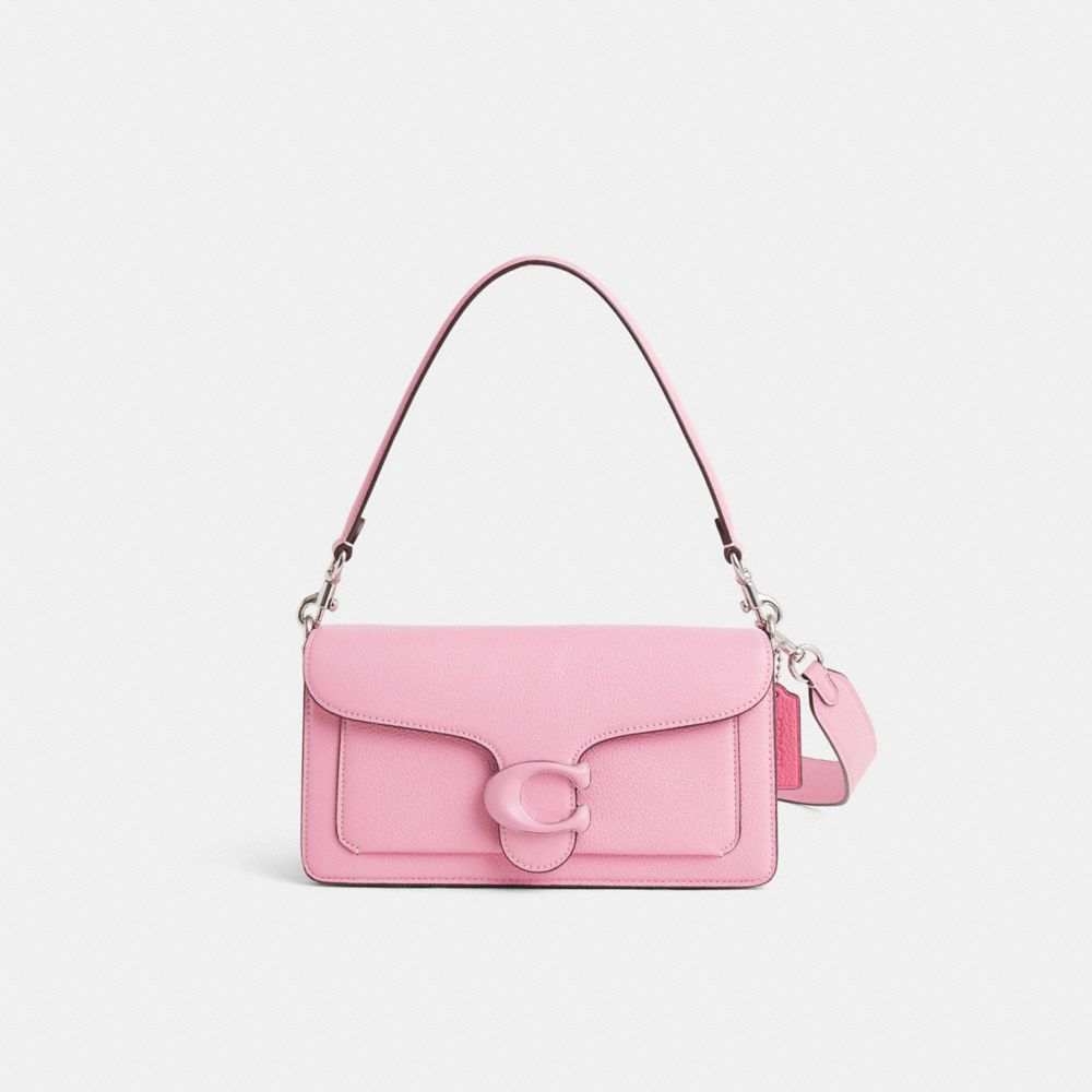 COACH®,Restored Tabby Shoulder Bag 26,Shoulder Bag,Logo,Metal,Compact,Silver Metal,Day Party,Pink,Front View