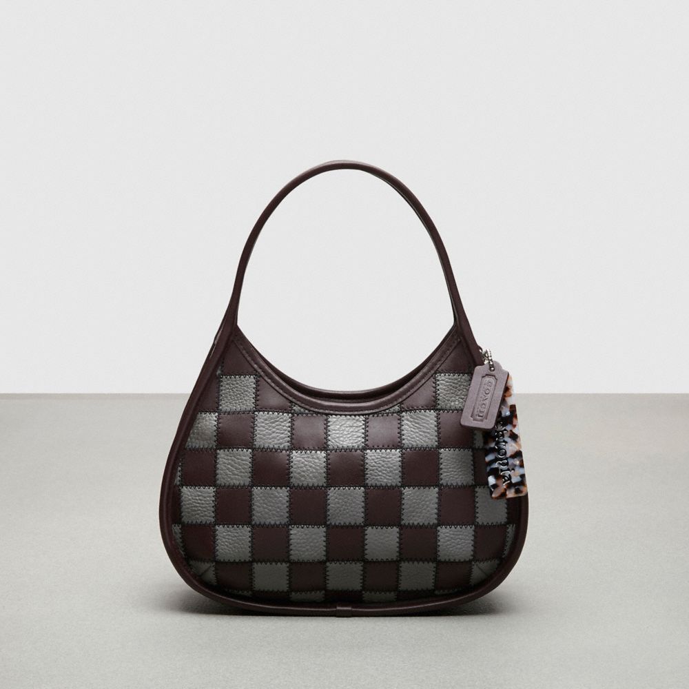 COACH®,Ergo Bag in Checkerboard Patchwork Upcrafted Leather With Zig Zag Stitch,Medium,,Front View