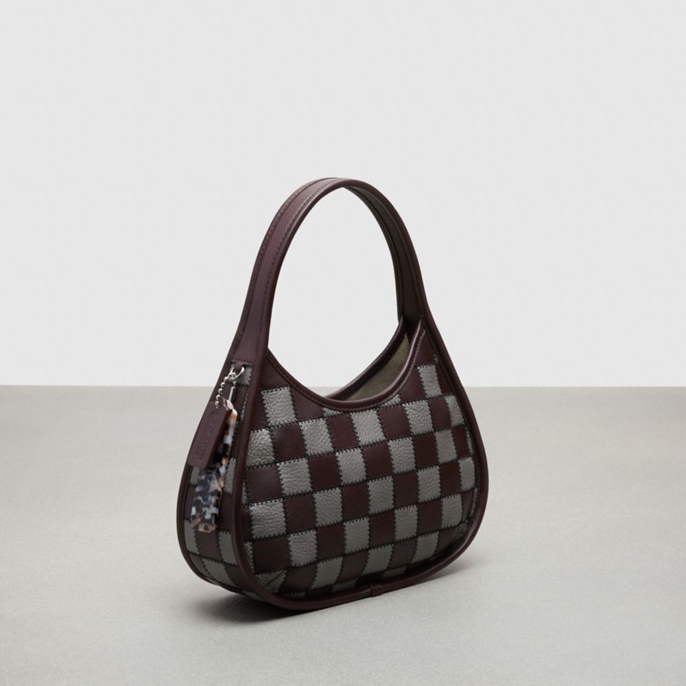 COACH®,Ergo Bag in Checkerboard Patchwork Upcrafted Leather With Zig Zag Stitch,Medium,,Angle View