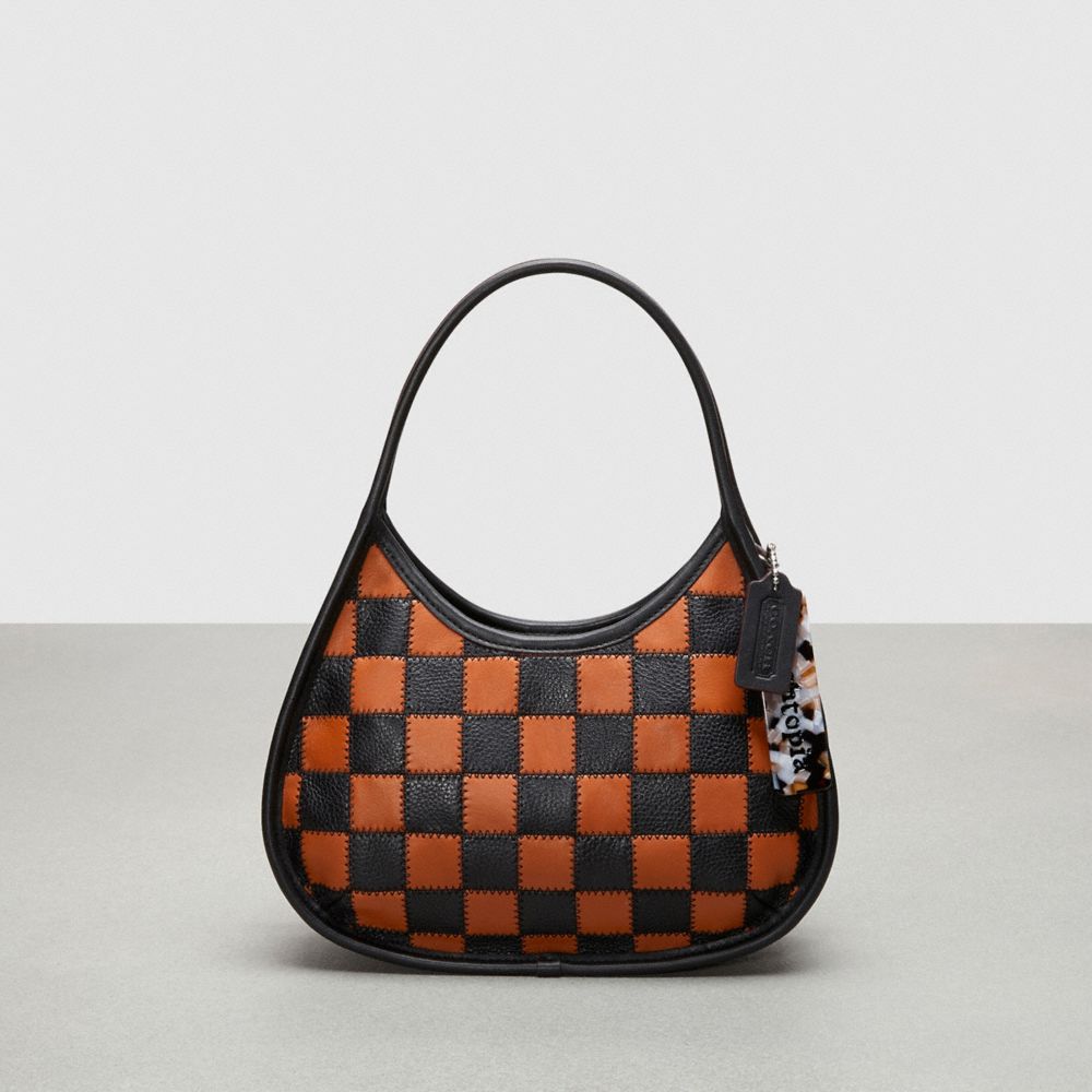 COACH®,Ergo Bag in Checkerboard Patchwork Upcrafted Leather With Zig Zag Stitch,Medium,,Front View