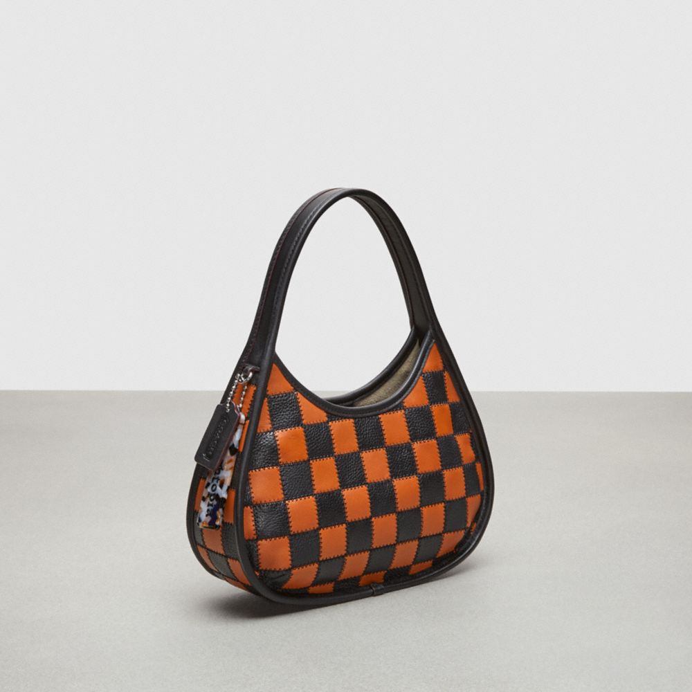 COACH®,Ergo Bag in Checkerboard Patchwork Upcrafted Leather With Zig Zag Stitch,Medium,,Angle View