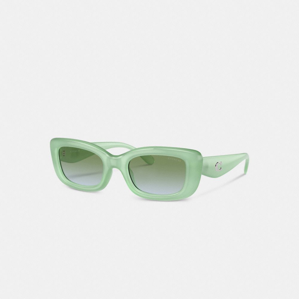 COACH®,C Hardware Narrow Rectangle Sunglasses,Rectangle,Logo,Metal,Integrated Nose Pads,Casual,Multi Color