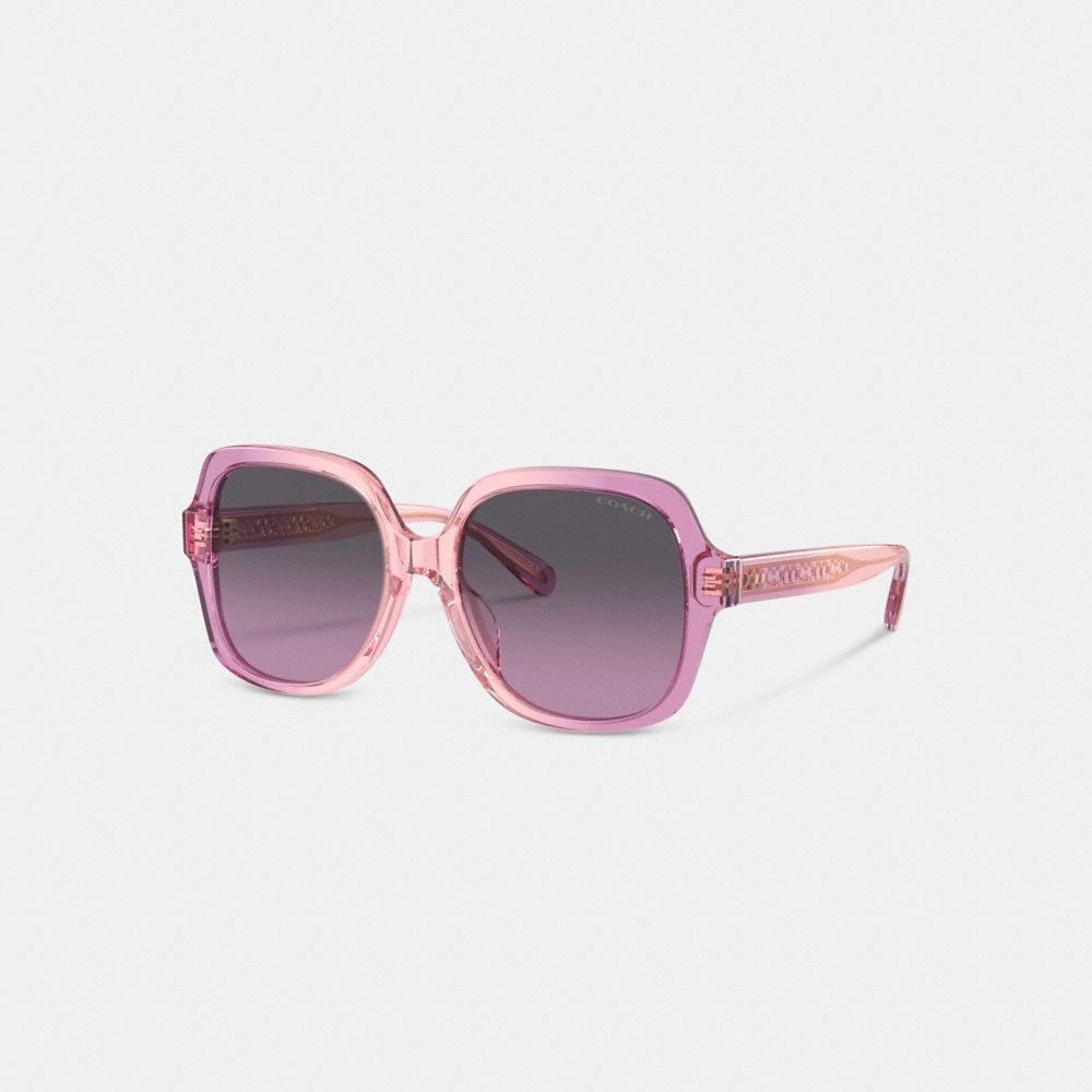 COACH®,Signature Ombré Oversized Square Sunglasses,Square,Logo,Integrated Nose Pads,Casual,Multi Color