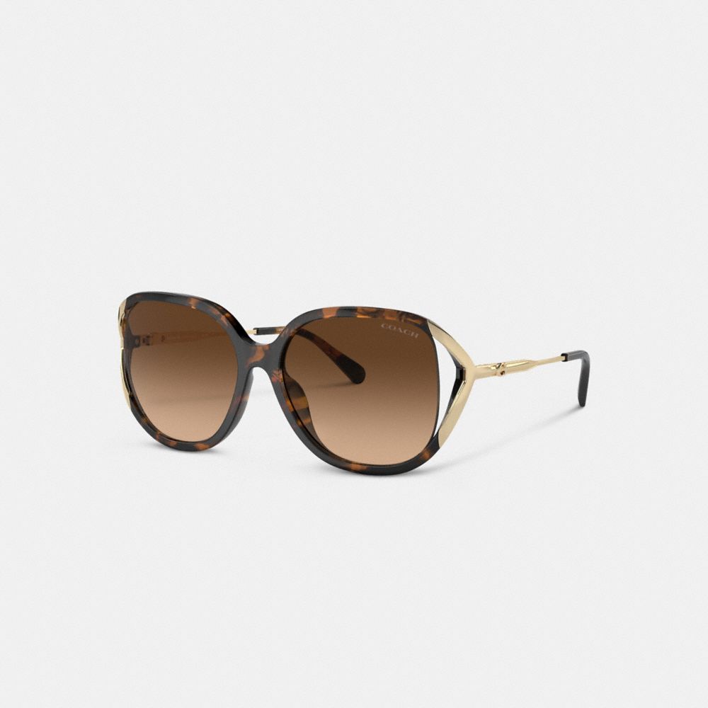 COACH®,Bandit Oversized Square Sunglasses,Square,Cut Out,Logo,Integrated Nose Pads,Casual,Brown