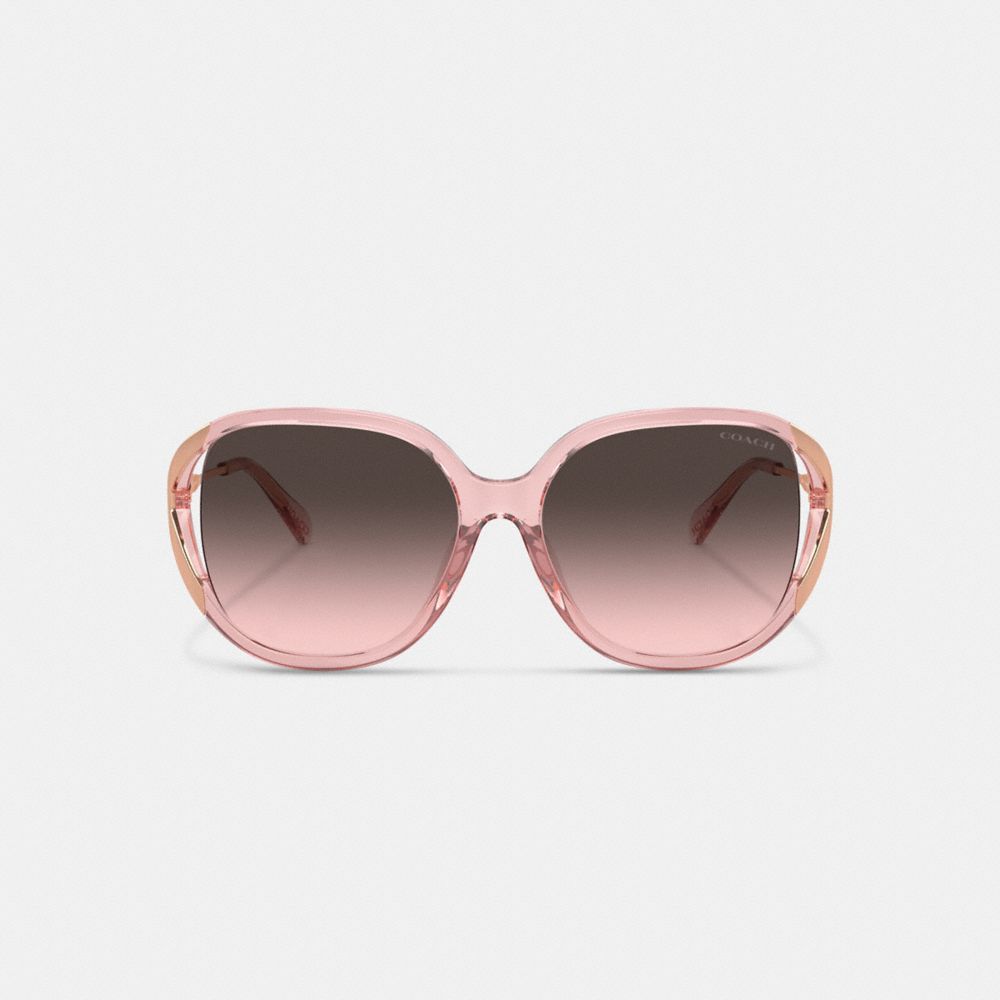 COACH®,Bandit Oversized Square Sunglasses,Square,Cut Out,Logo,Integrated Nose Pads,Casual,Multi Color,Inside View,Top View