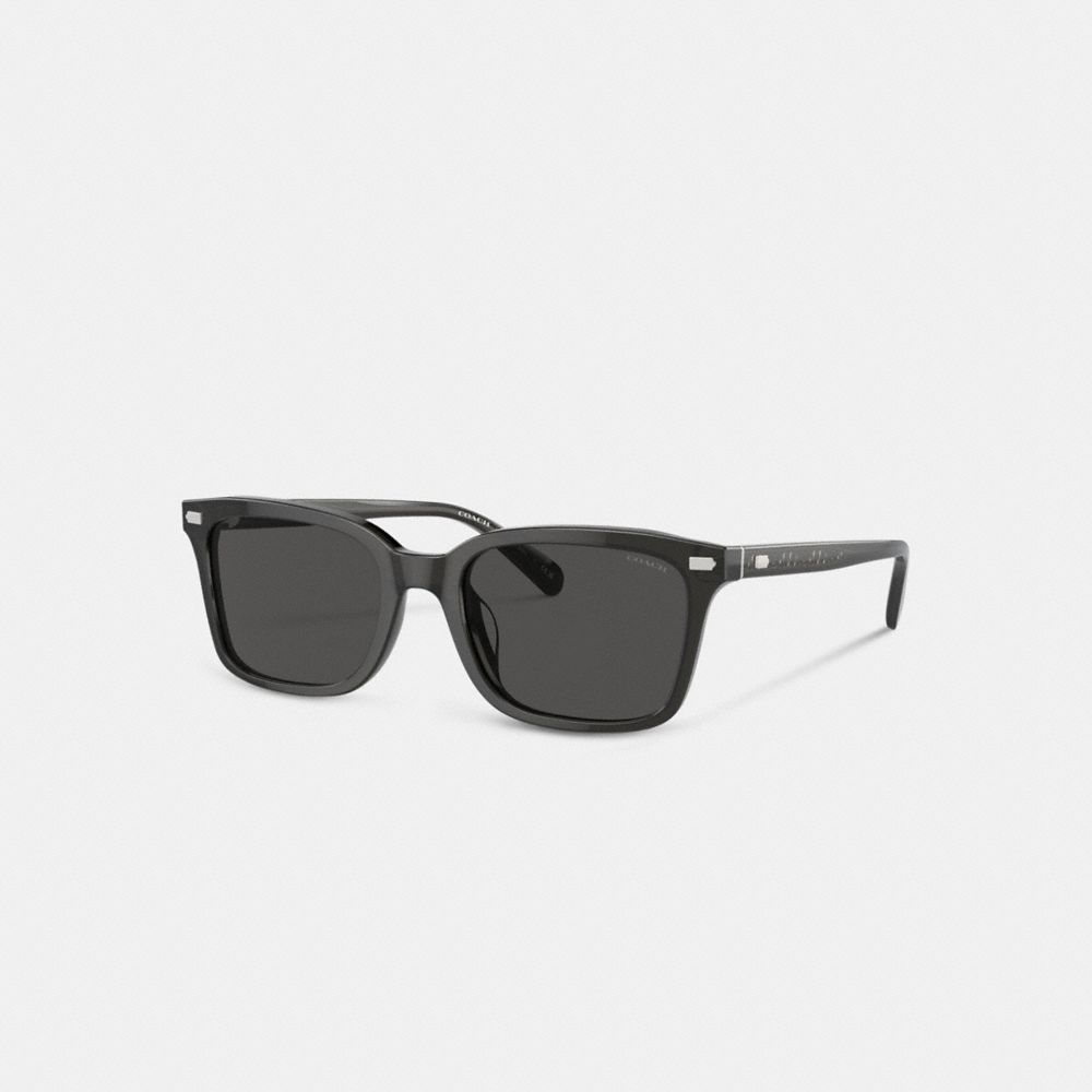 COACH®,Narrow Square Sunglasses,Square,Logo,Integrated Nose Pads,Casual,Black,Front View