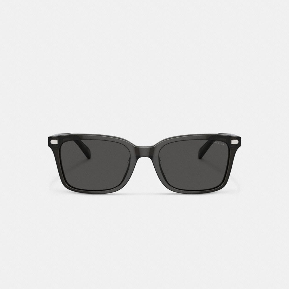 COACH®,Narrow Square Sunglasses,Square,Logo,Integrated Nose Pads,Casual,Black,Inside View,Top View