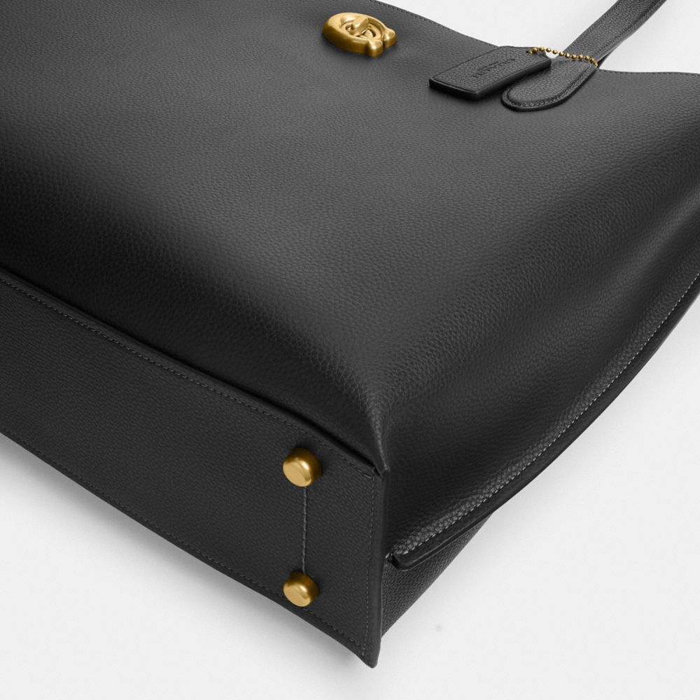 COACH®,Willow Work Tote 38,Leather,Tote,Metal,Embossed,Logo,Casual,Black,Outsole View