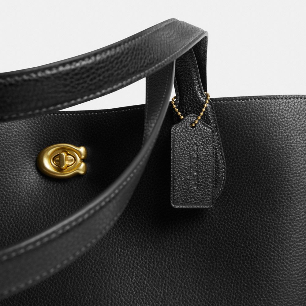 COACH®,Willow Work Tote 38,Leather,Tote,Metal,Embossed,Logo,Casual,Black,Closer View