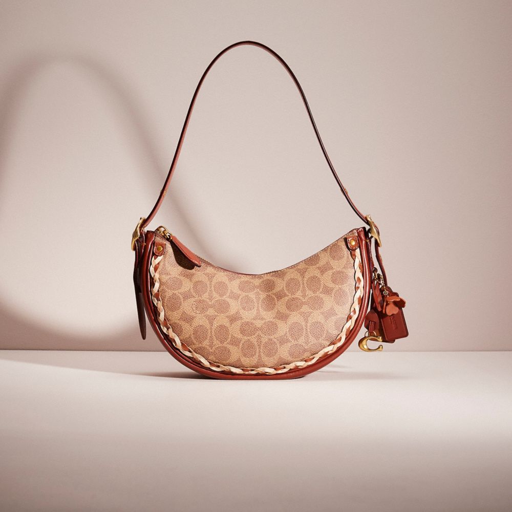 COACH®,UPCRAFTED LUNA SHOULDER BAG IN SIGNATURE CANVAS,Signature Coated Canvas,Small,,Front View