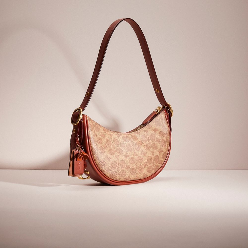 COACH®,UPCRAFTED LUNA SHOULDER BAG IN SIGNATURE CANVAS,Signature Coated Canvas,Small,,Angle View