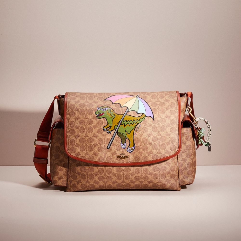 COACH®,UPCRAFTED MESSENGER BAG IN SIGNATURE CANVAS,Hello Summer,,Front View