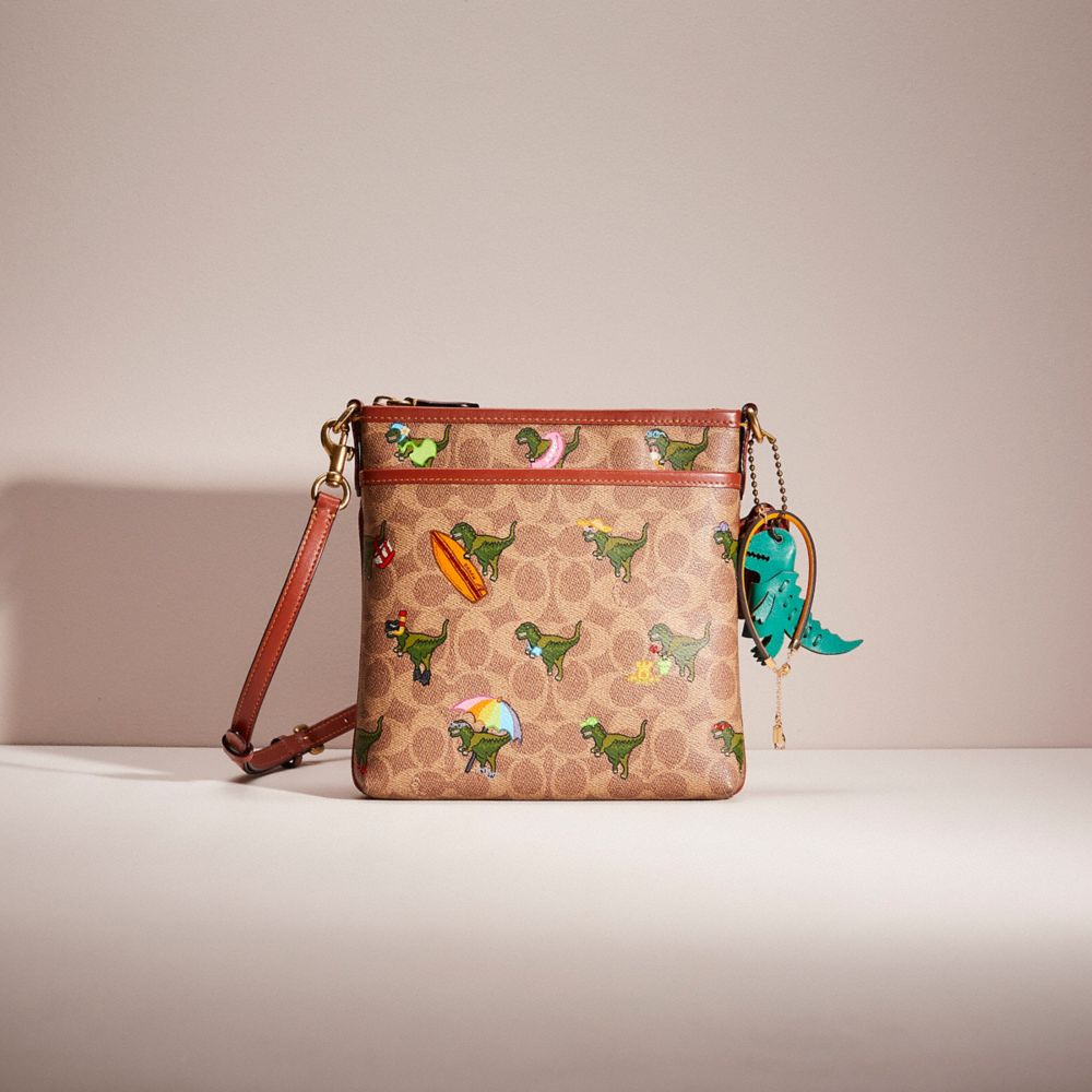 COACH®,UPCRAFTED KITT MESSENGER CROSSBODY IN SIGNATURE CANVAS WITH REXY PRINT,Hello Summer,,Front View