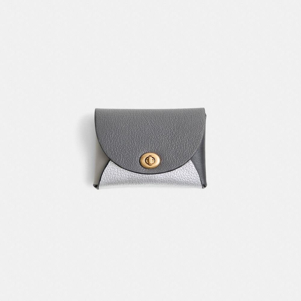 COACH®,Remade Colorblock Small Pouch,Coin,Logo,Embossed,Casual,Gray,Front View