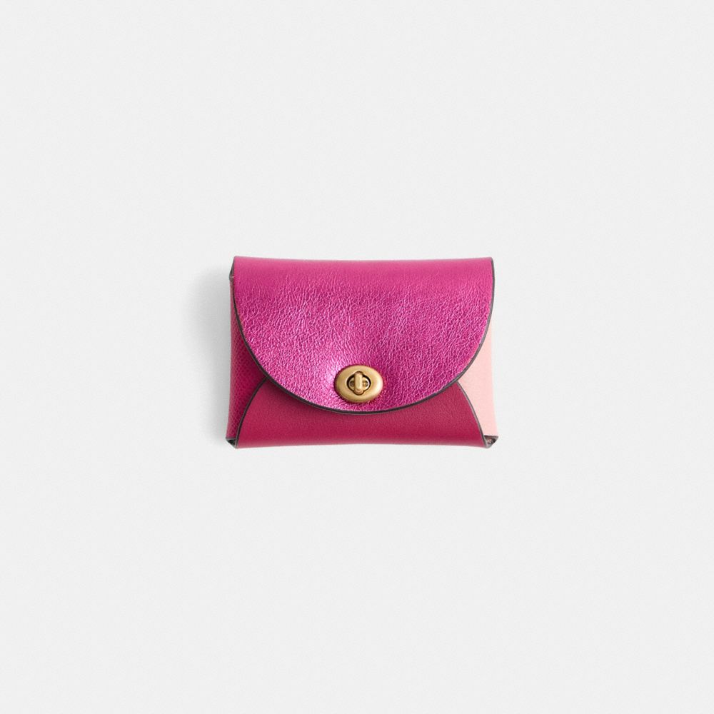 COACH®,Remade Colorblock Small Pouch,Coin,Logo,Embossed,Casual,Fuchsia,Front View