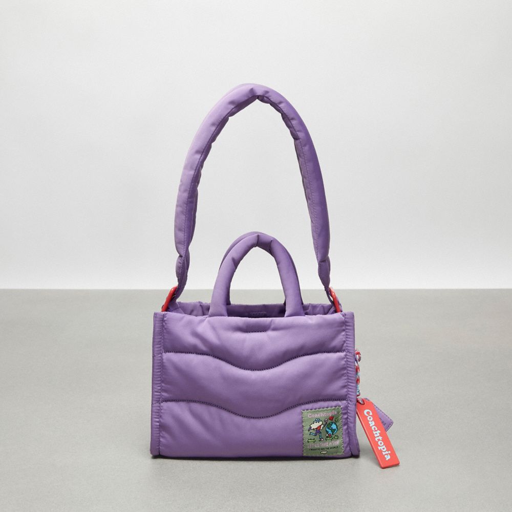 COACH®,Coachtopia Loop Mini Tote,Lining Polyester,Polyester,Tote,Plastic,Embossed,Applique,Logo,Compact,Casual,Purple,Front View