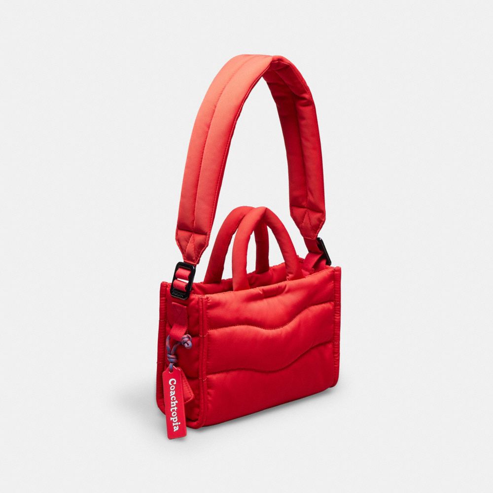 COACH®,Coachtopia Loop Mini Tote,Lining Polyester,Polyester,Tote,Plastic,Embossed,Applique,Logo,Compact,Casual,Red,Angle View
