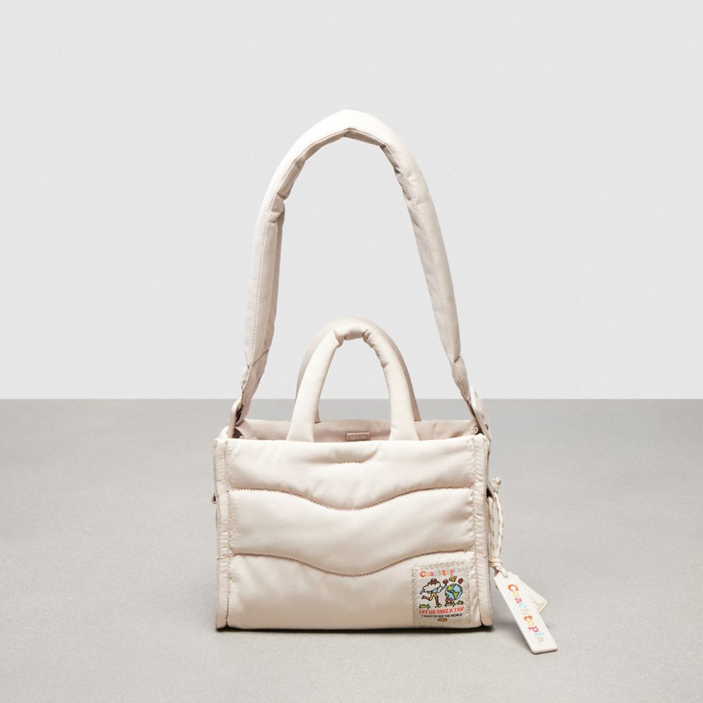 COACH®,Coachtopia Loop Mini Tote,Recycled Polyester,Lining Recycled Polyester,Tote,Plastic,Applique,Tag Embellishment,Comp...,Cream,Front View