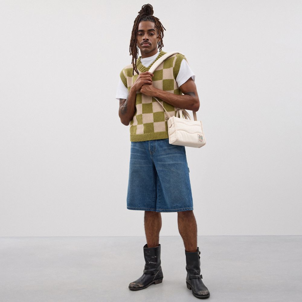 COACH®,Coachtopia Loop Mini Tote,Recycled Polyester,Lining Recycled Polyester,Tote,Plastic,Applique,Tag Embellishment,Comp...,Cream,Detail View