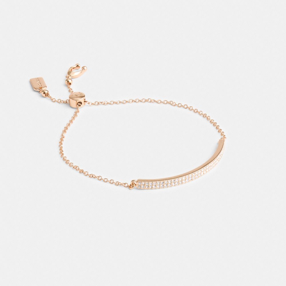 COACH®,Pavé Bar Slider Bracelet,Cubic Zirconia,Glass,Logo,Pave Embellishment,Bar Embellishment,Gem Embellishment,Lettering...,Clear