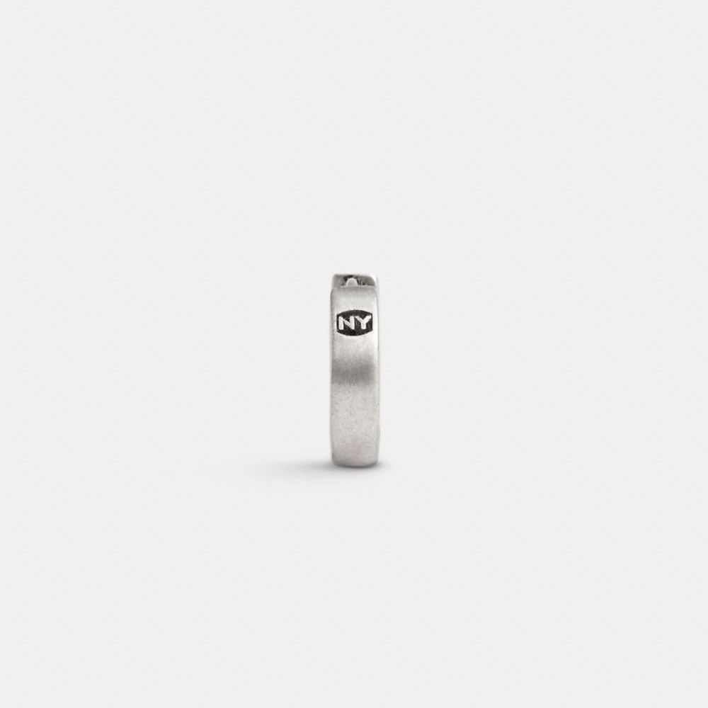 COACH®,Sterling Silver Stamped Signature Huggie Earring,Huggies,Single,Lettering Word,Sterling Silver,Work,Casual,,Front View