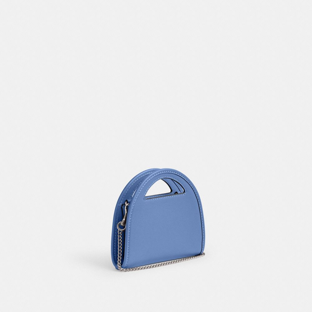 COACH®,Top Handle Card Case,Leather,Crossbody,Card Case,Logo,Embossed,Casual,Blue,Angle View