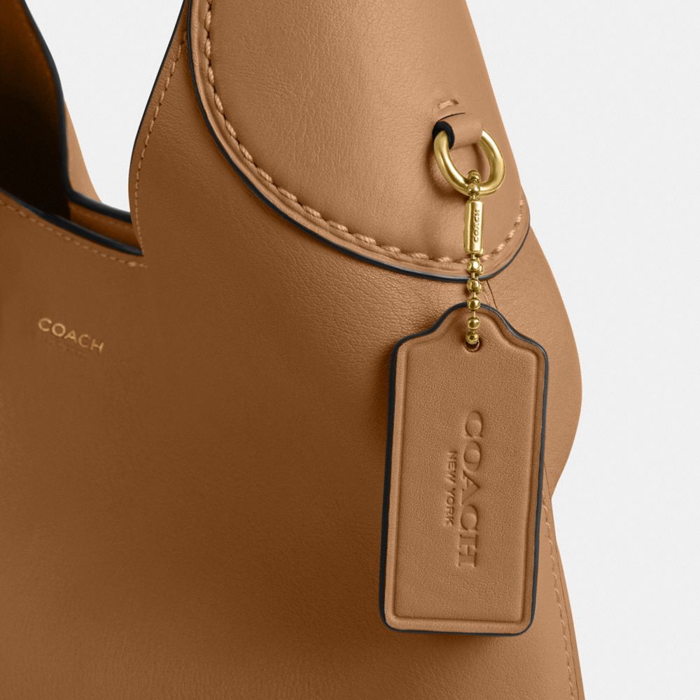 COACH®,Brooklyn Shoulder Bag 28,Leather,Hobo,Logo,Word Embellishment,Embossed,Casual,Brown,Closer View