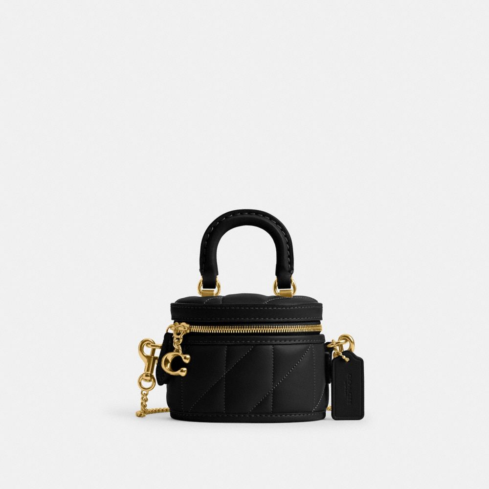 COACH®,Trail Crossbody Bag 12 With Pillow Quilting,Leather,Lining Leather,Crossbody,Logo,Brass,Day Party,Black