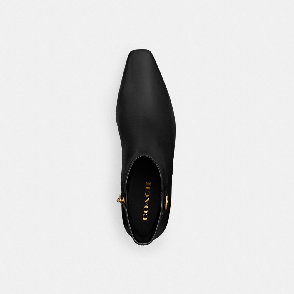 COACH®,Rebecca Bootie,Rubber,Leather,Bootie,Shoe Straps,Metal,Logo,Pull Tab,Day Party,Black,Inside View,Top View