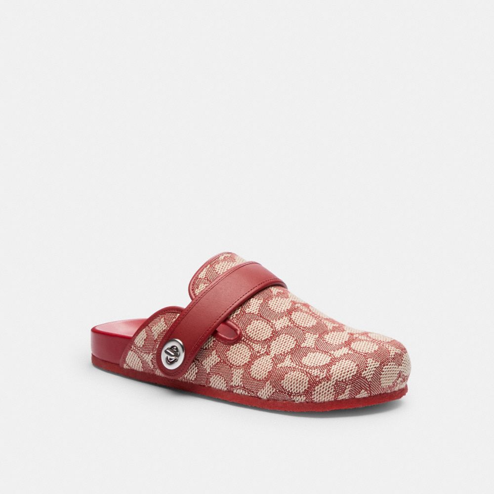 COACH®,Blake Clog In Signature Textile Jacquard,Rubber,Cotton,Mules,Piping,Color Block,Casual,Multi Color,Front View