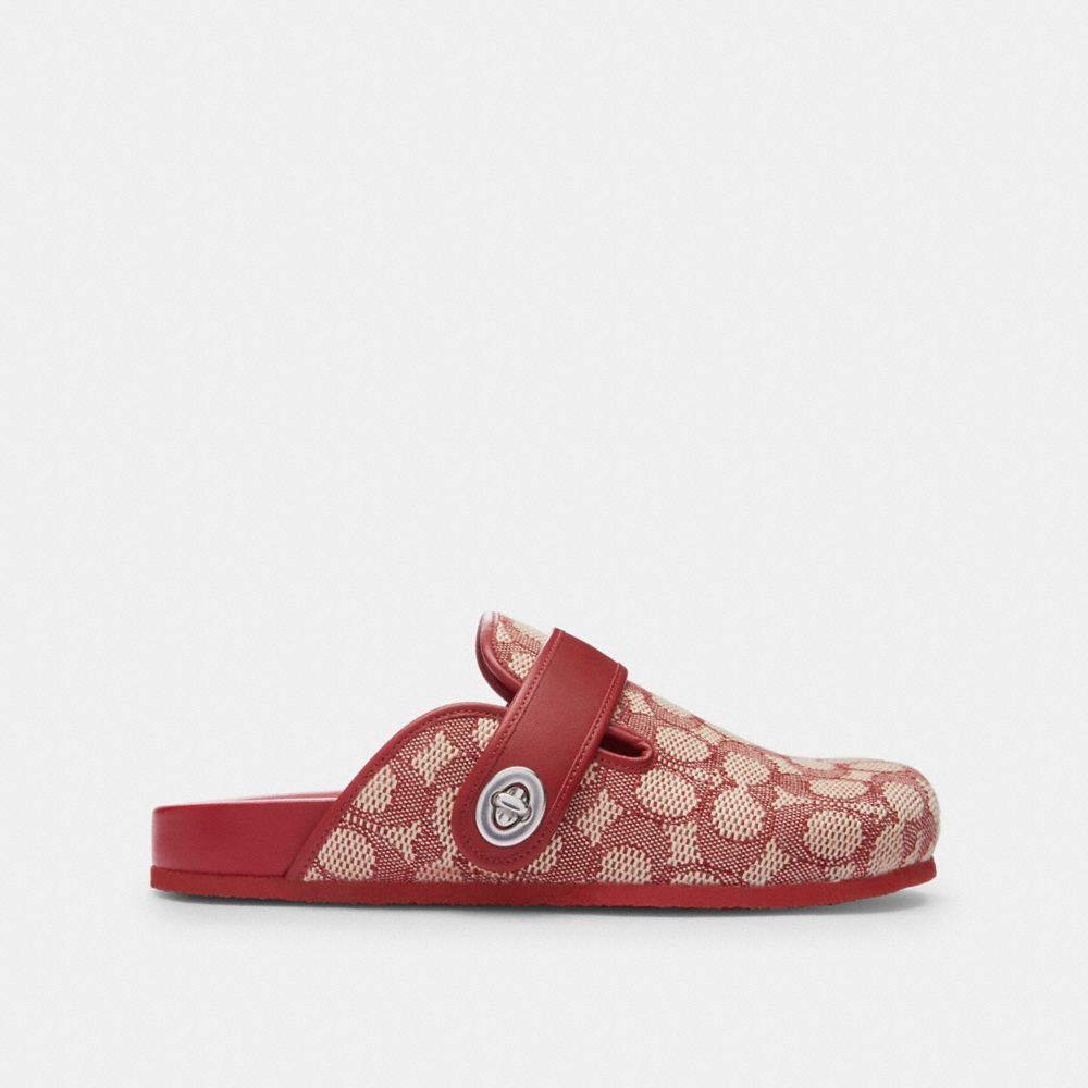 COACH®,Blake Clog In Signature Textile Jacquard,Rubber,Cotton,Mules,Piping,Color Block,Casual,Multi Color,Angle View