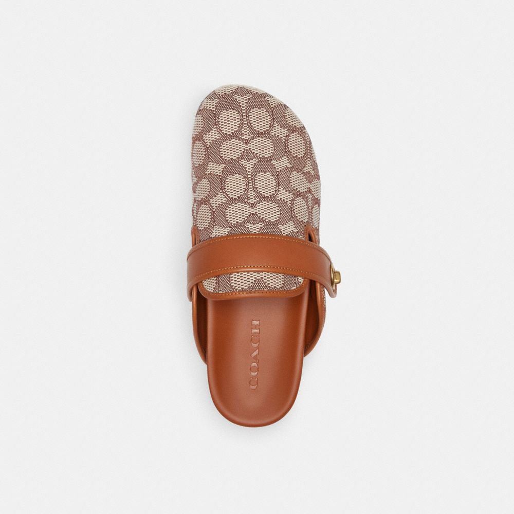COACH®,Blake Clog In Signature Textile Jacquard,Rubber,Cotton,Mules,Piping,Color Block,Casual,Brown,Inside View,Top View