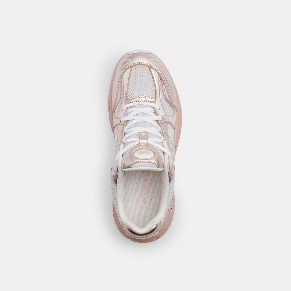 COACH®,C301 Sneaker,Leather,Rubber,Mesh,Lining Fabric,EVA,Activewear,Mixed Media,Logo,Traction,Running,Cream,Inside View,Top View