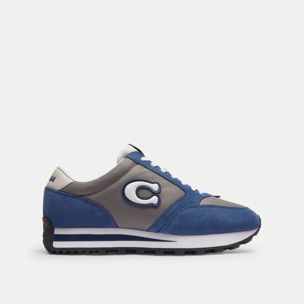 COACH®,Runner Sneaker,Nylon,Leather,Suede,Activewear,Fabric,Color Block,Casual,Multi Color,Gray,Angle View